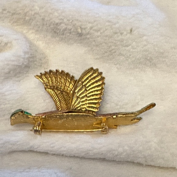 Vintage Colourful Flocked Metal  Pheasant Brooch - Picture 6 of 10